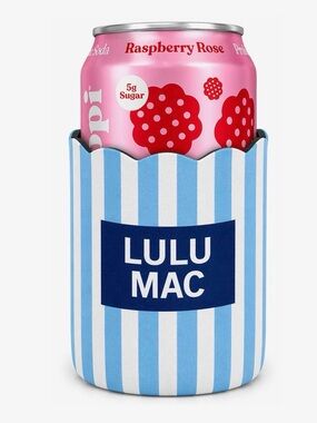 Blue & White Striped Can Cooler